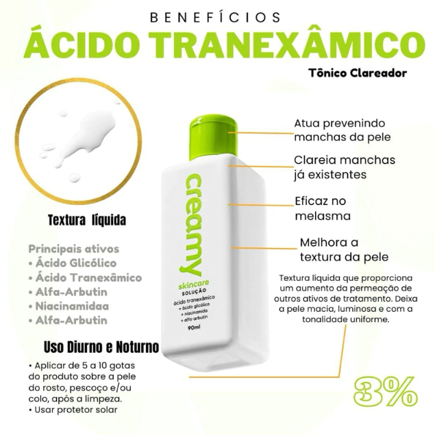 Solução clareadora Ácido Tranexámico 90mL Creamy