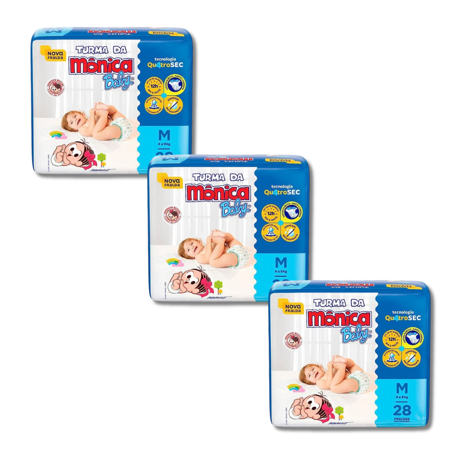 Kit 3x Turma da Mônica Fralda Jumbo Tamanhos
