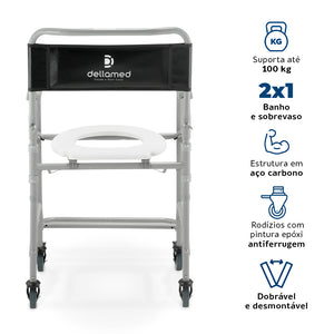 Cadeira De Banho e Higienização Até 100kg Desmontável D30 Dellamed