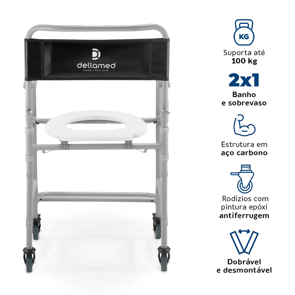 Cadeira De Banho e Higienização Até 100kg Desmontável D30 Dellamed
