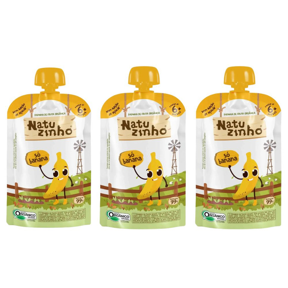 Kit Com 3 Unidades Papinha De Fruta Orgãnica 99g Natuzinho