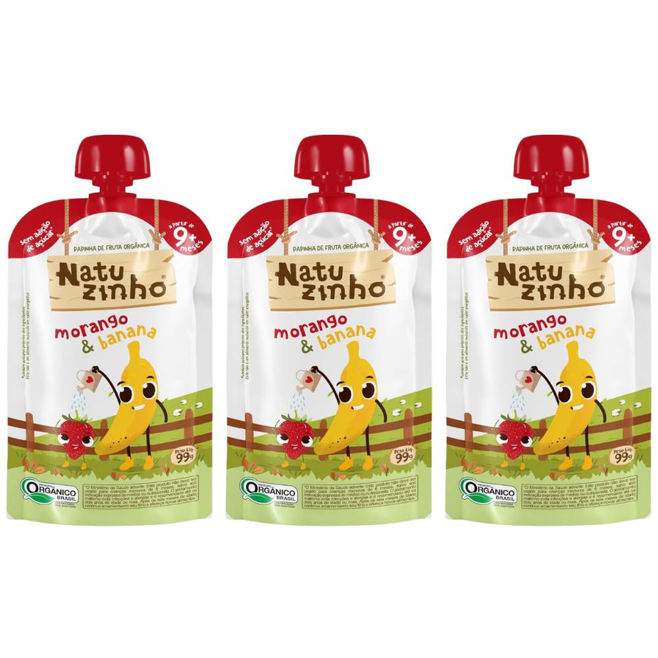 Kit Com 3 Unidades Papinha De Fruta Orgãnica 99g Natuzinho