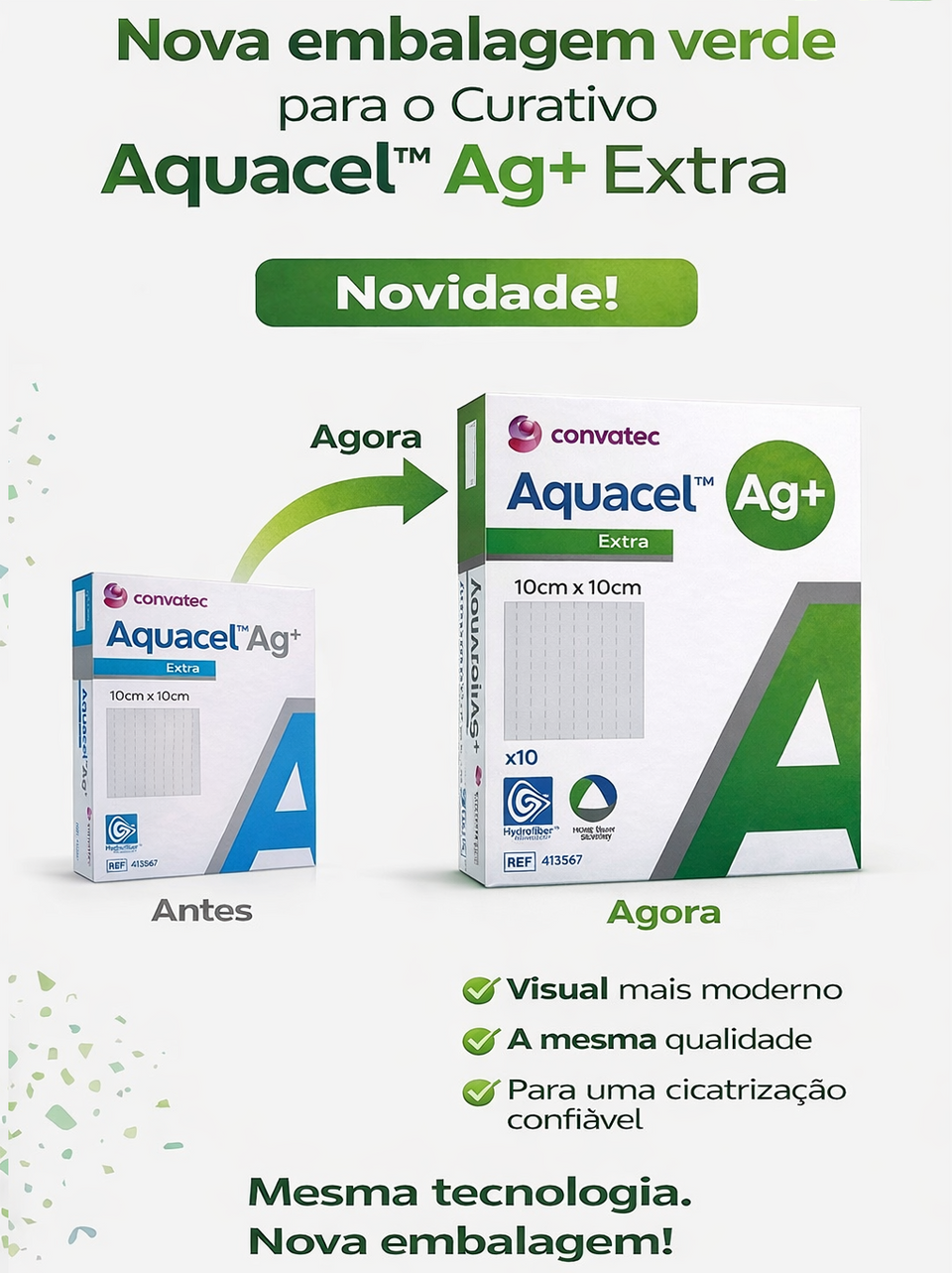 Curativo Aquacel Ag+ Extra c/ Prata 10x10cm (Cx c/10 un) Convatec