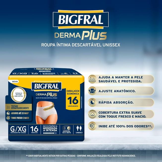 Bigfral Derma Plus Pants Roupa Íntima Tam. G/XG c/16 un.
