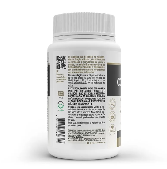 Colagentek Tipo II Suplemento Alimentar 60 Cápsulas de 790mg Vitafor
