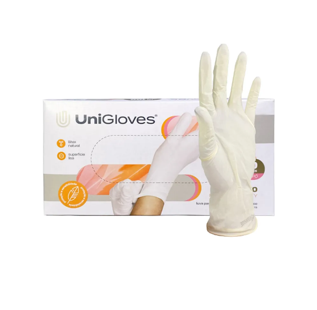 Luva De Procedimento Sem Pó Lisa Premium Quality Com 100 Unidades UniGloves