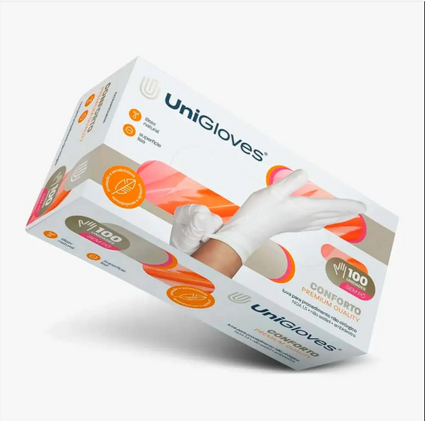 Luva De Procedimento Sem Pó Lisa Premium Quality Com 100 Unidades UniGloves