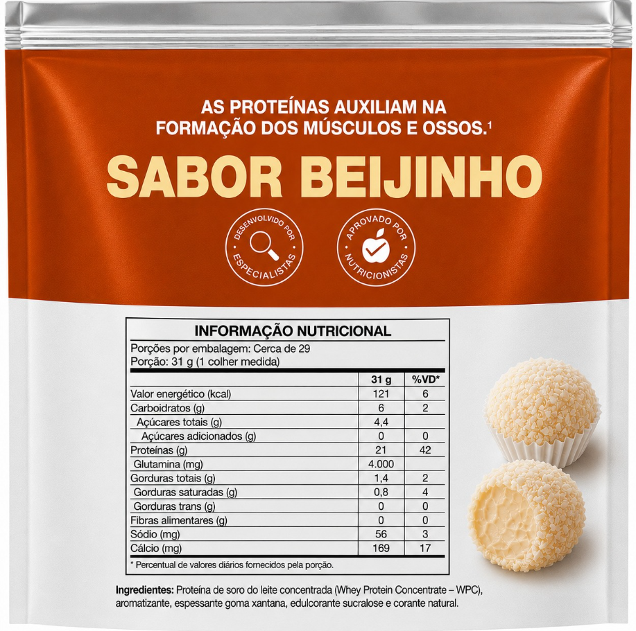 Whey Protein WPC Pouch 900g Beijinho Vitafor