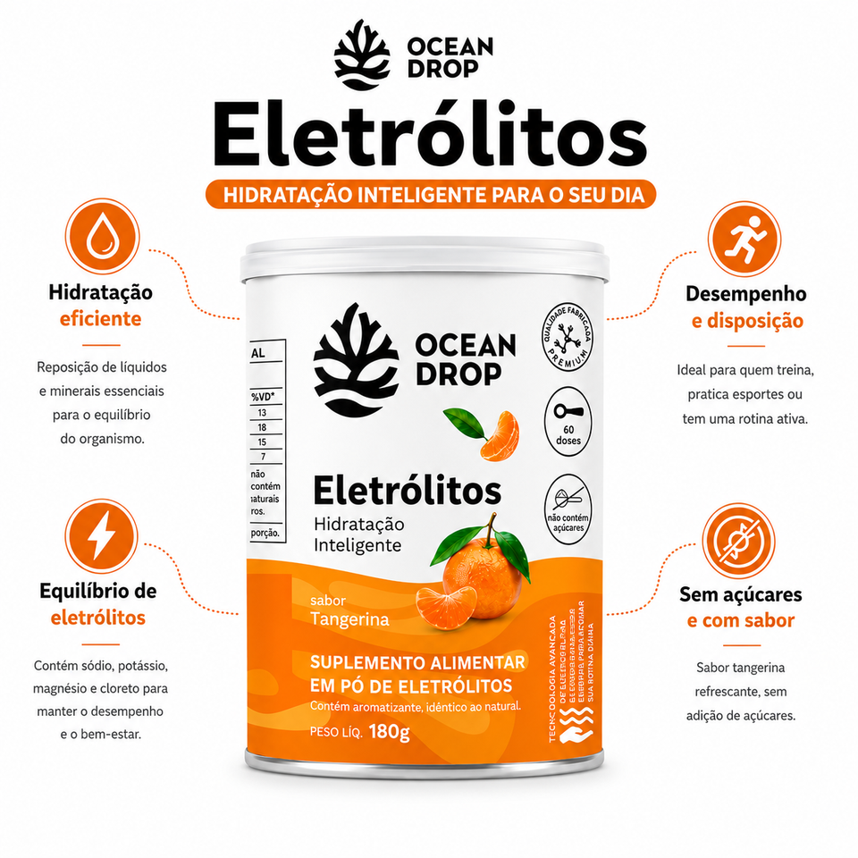 Suplemento Alimentar Eletrólitos Sabores 180g Ocean Drop