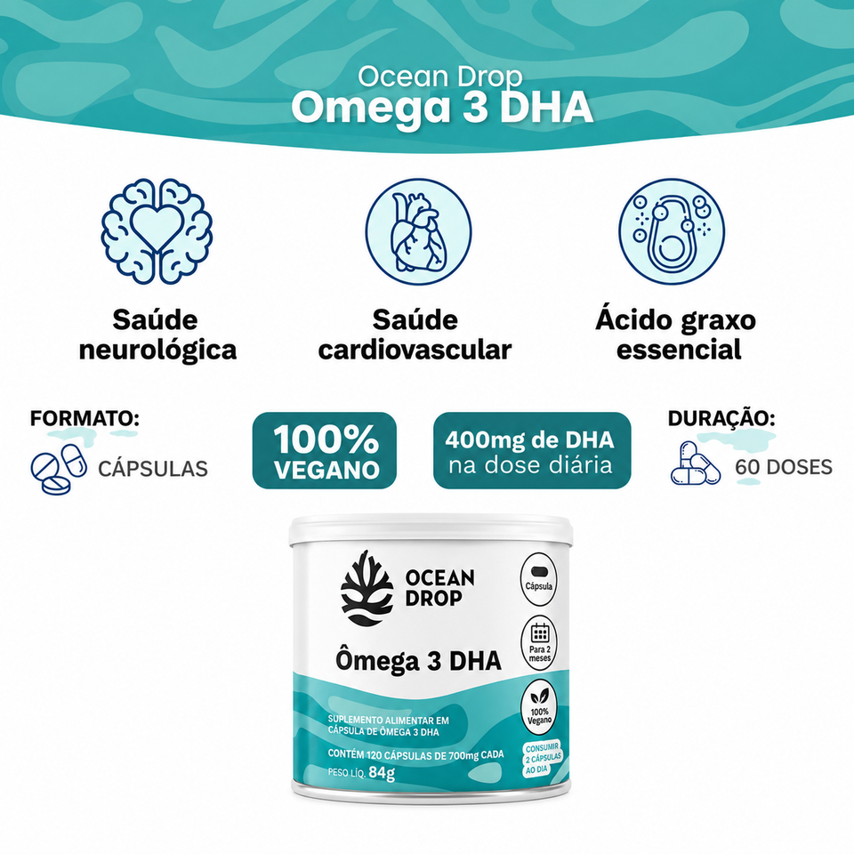 Ômega 3 DHA 120 Cápsulas Ocean Drop