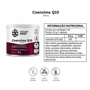 Coenzima Q10 200mg 60 Cápsulas Ocean Drop