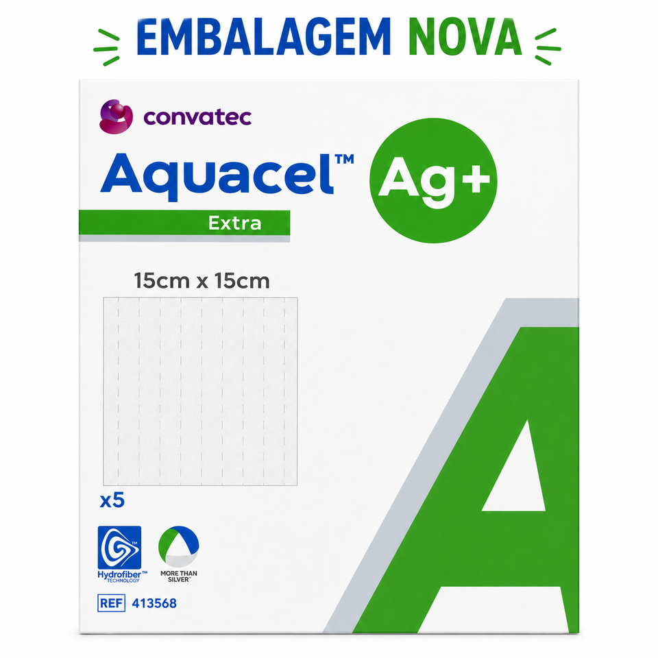 Aquacel Ag+ Extra 15x15cm (Cx c/ 5 unidades) - Convatec