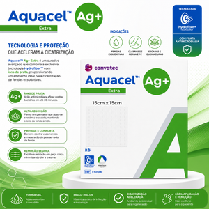 Aquacel Ag+ Extra 15x15cm (Cx c/ 5 unidades) - Convatec