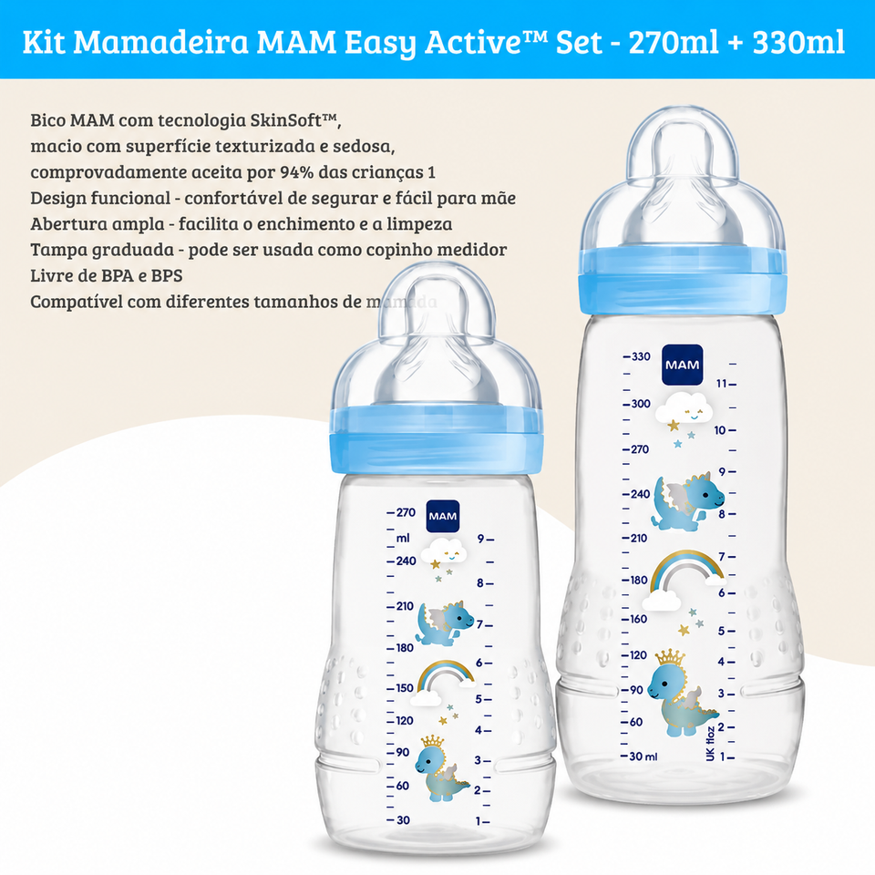 Kit Mamadeira Easy Active tm 4+Meses Cores MAM