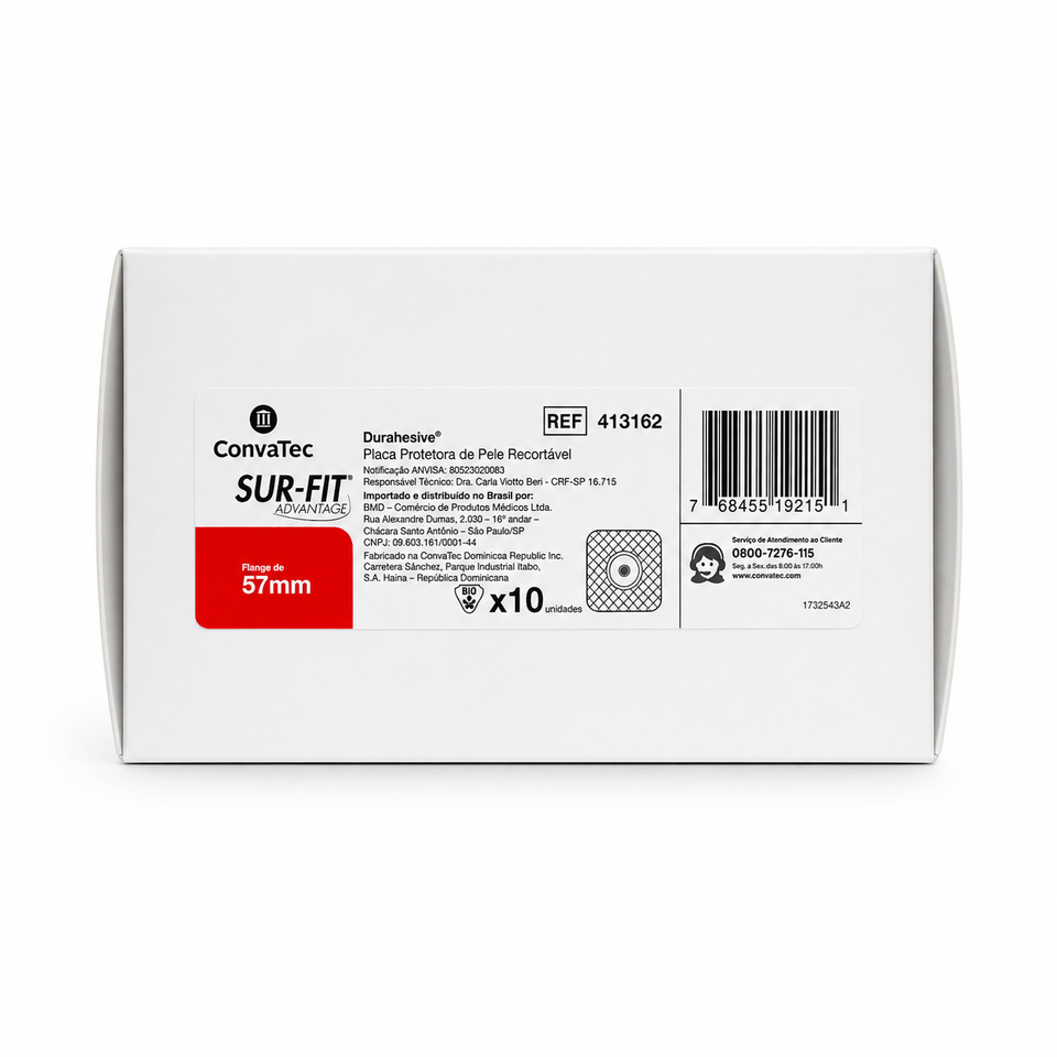Kit Bolsa + Placa de Colostomia Sur-fit Advantage 57mm Caixa c/10 Un cada Convatec