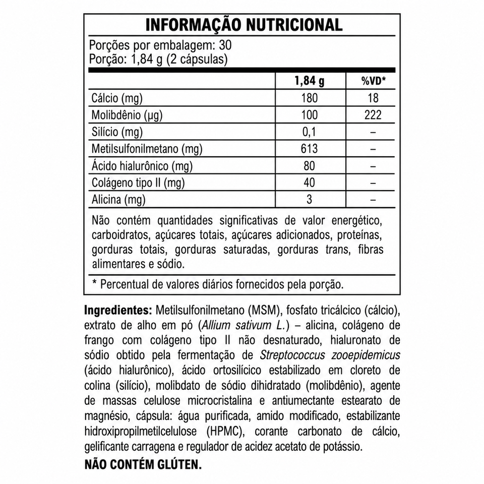 Colagentek Tipo II Suplemento Alimentar 60 Cápsulas de 790mg Vitafor