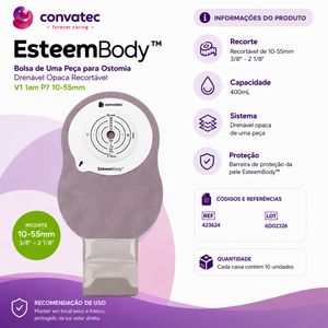 Bolsa Esteem Body Opaca 10-55mm Recortável Cx c/10 Un Convatec
