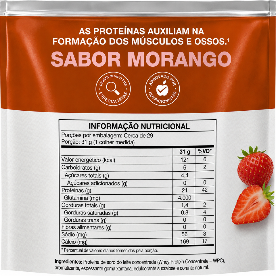 Whey Proteins WPC Pouch 900g Morango VItafor