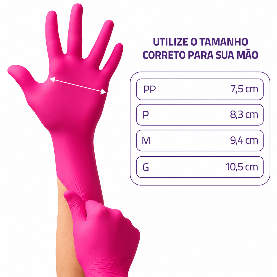 Luva De Procedimento Com Pó Premium Pink Com 100 Unidades UniGloves