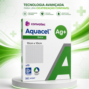 Curativo Aquacel Ag+ Extra c/ Prata 10x10cm (Cx c/10 un) Convatec