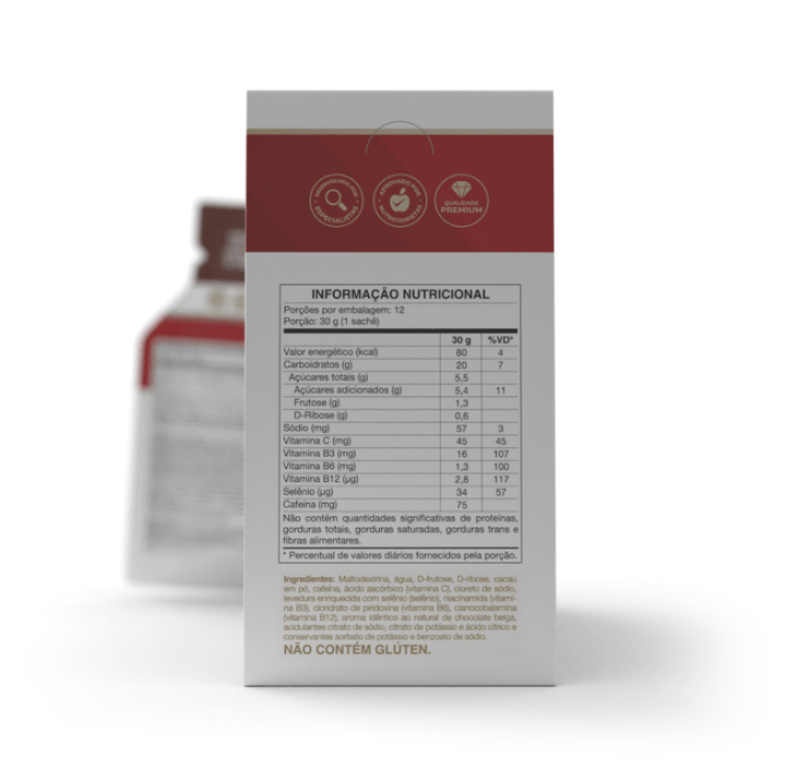 Endurance Caffeine Gel Suplemento Alimentar em Gel 12 Sachês de 30g cada - Vitafor