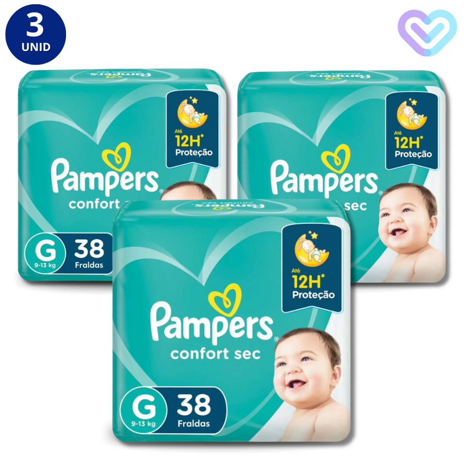 Kit 3x Fralda Pampers Confort Sec