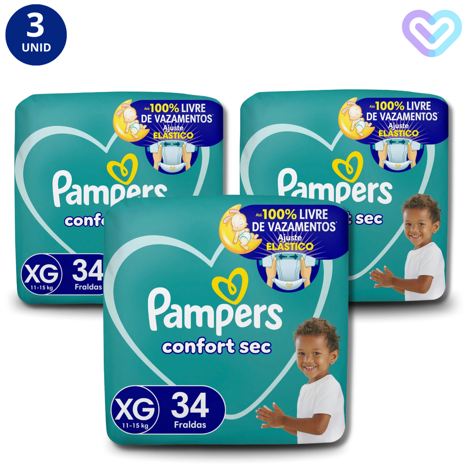 Kit 3x Fralda Pampers Confort Sec