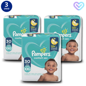 Kit 3x Fralda Pampers Confort Sec