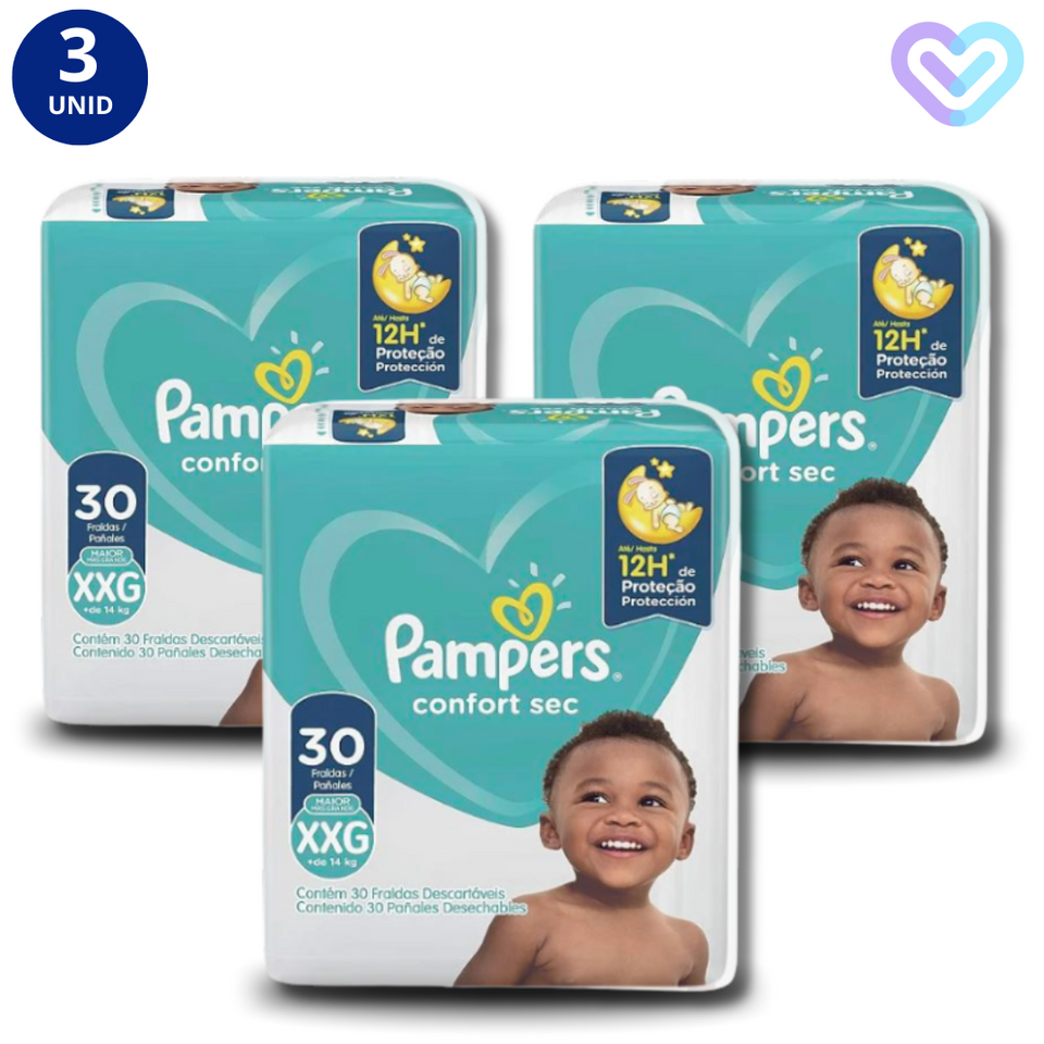 Kit 3x Fralda Pampers Confort Sec