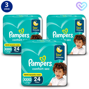 Kit 3x Fralda Pampers Confort Sec