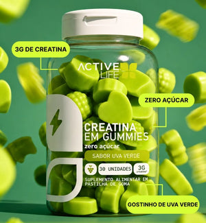 Creatina Gummy Sabores Frasco Com 30un Active Life
