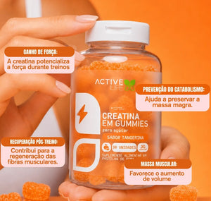 Creatina Gummy Sabores Frasco Com 30un Active Life