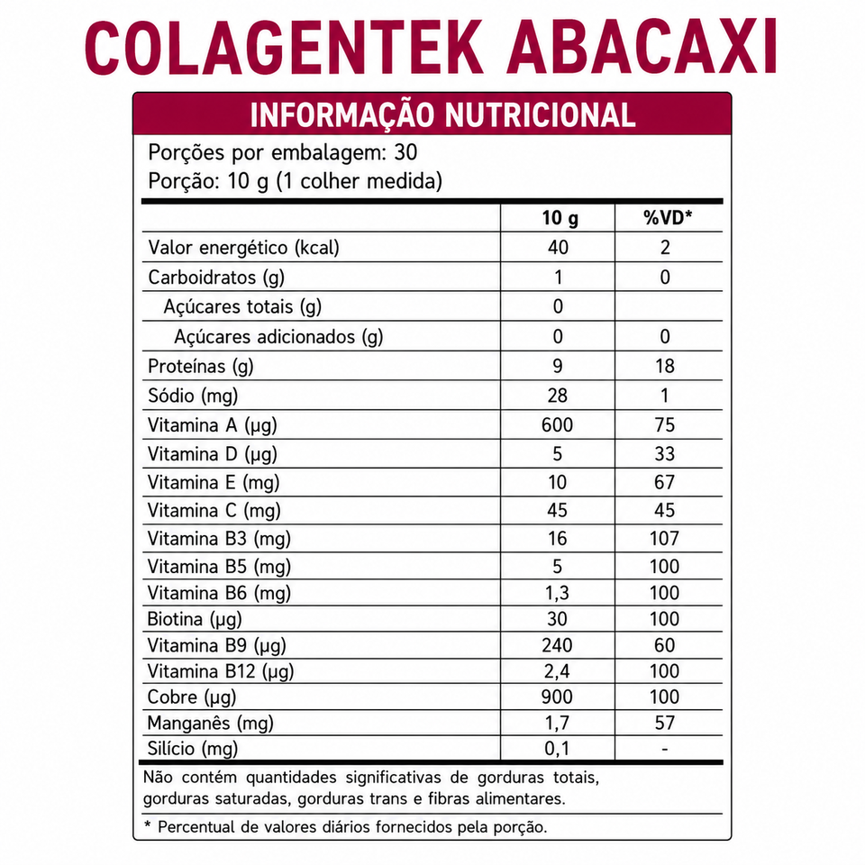 Colagentek Suplemento Alimentar em Pó 300g Vitafor