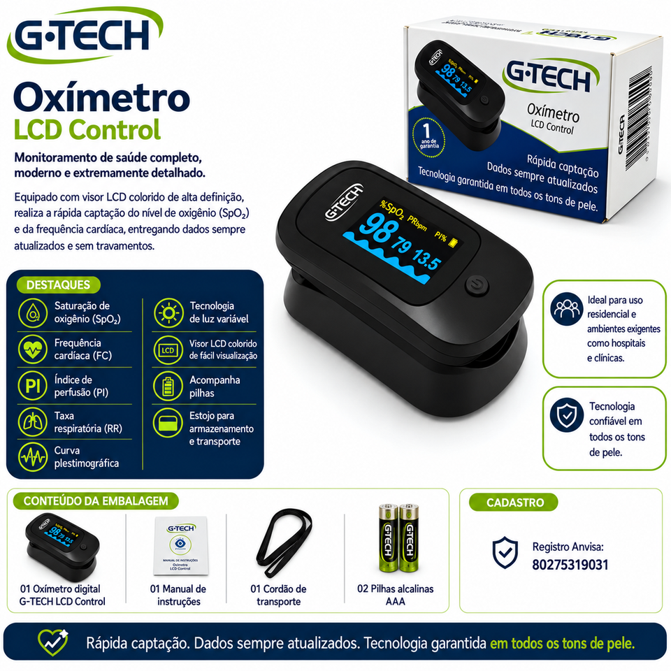 Oxímetro LCD Control G-tech