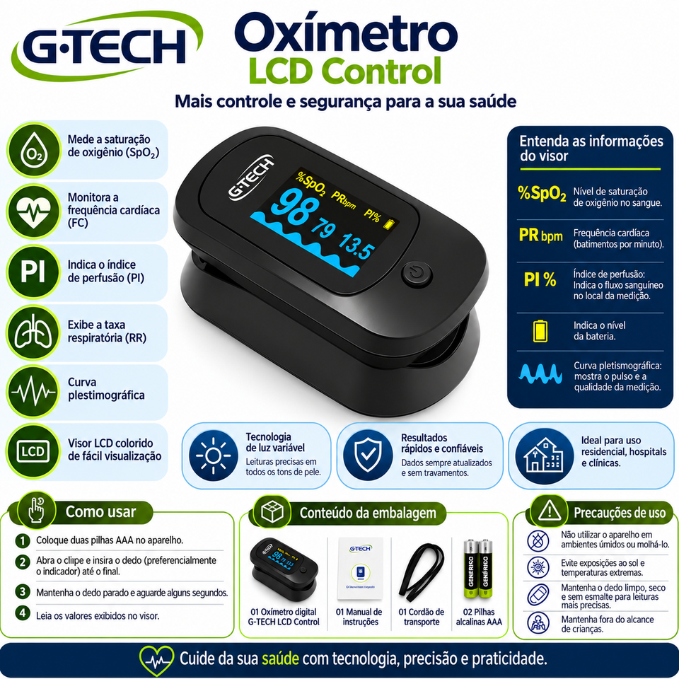Oxímetro LCD Control G-tech