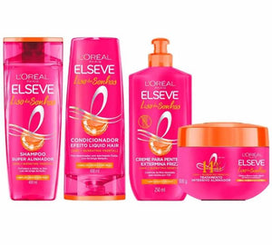 Kit Elseve Liso dos Sonhos Shampoo 200ml + Condicionador 200ml + Creme de Pentear 250ml + Creme de Tratamento 300g