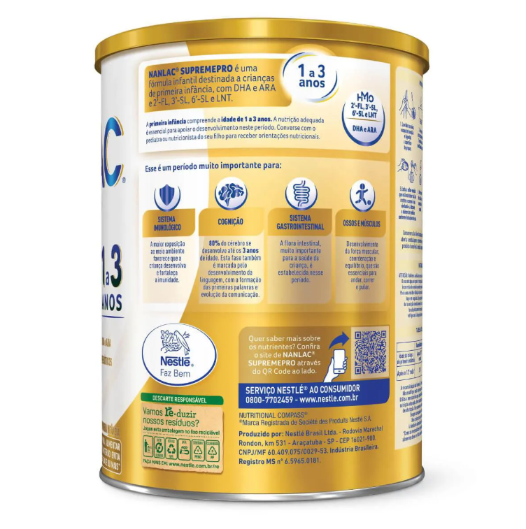 Fórmula Infantil NANLAC Supreme 1-3 anos 800g Nestlé