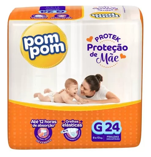 Kit 3x Fralda Pom Pom Protek Proteção de Mãe Jumbo Tamanhos