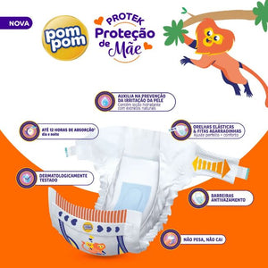 Fralda Descartável Pom Pom Protek Proteção de Mãe Tamanhos