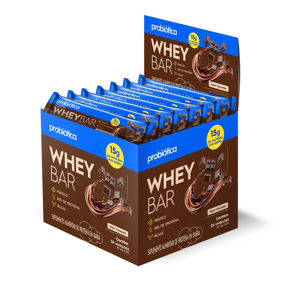 Whey Bar Sabor Chocolate Caixa c/24 Unidades Probiótica