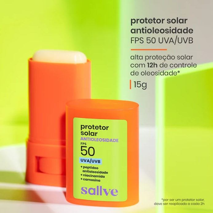 Protetor Solar Bastão Antioleosidade 15g Sallve