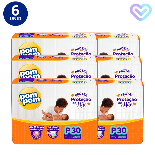 Kit 6x Fraldas Pom Pom Protek Proteção de Mãe Jumbo Tamanhos