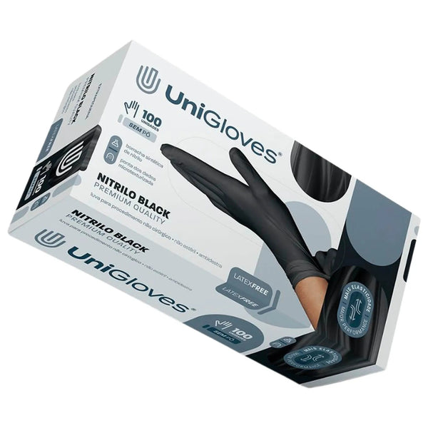 Luva De Procedimento Premium Black Com 100 Unidades Unigloves