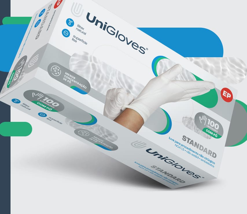 Luva De Procedimento Com Pó Standard Com 100 Unidades UniGloves