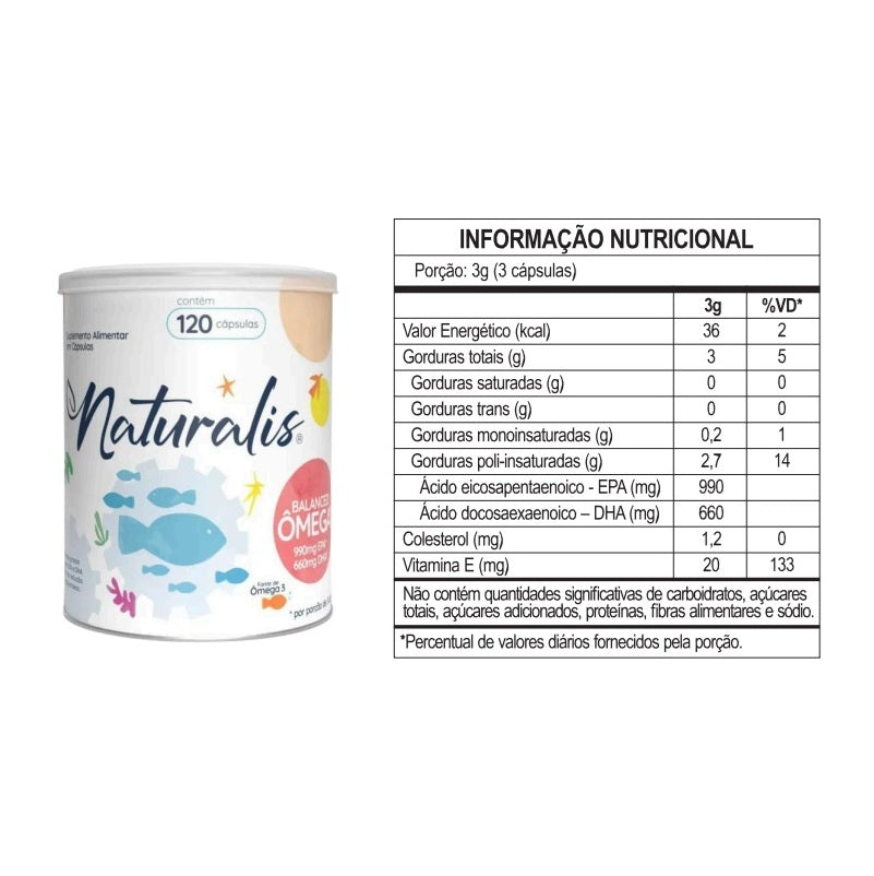 Ômega 3 Balanced 120 Cápsulas EPA DHA Naturalis