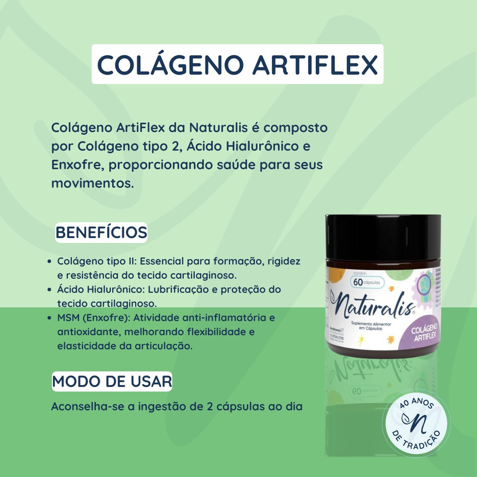 Colágeno Artiflex com Acido Hialurônico 60 Cápsulas Naturalis