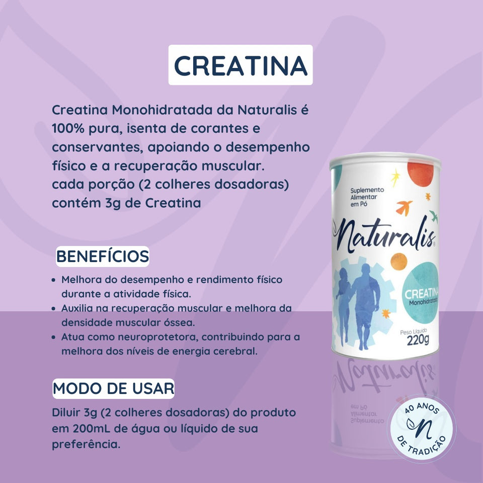 Creatina Monohidratada em Pó Lata com 220g Naturalis