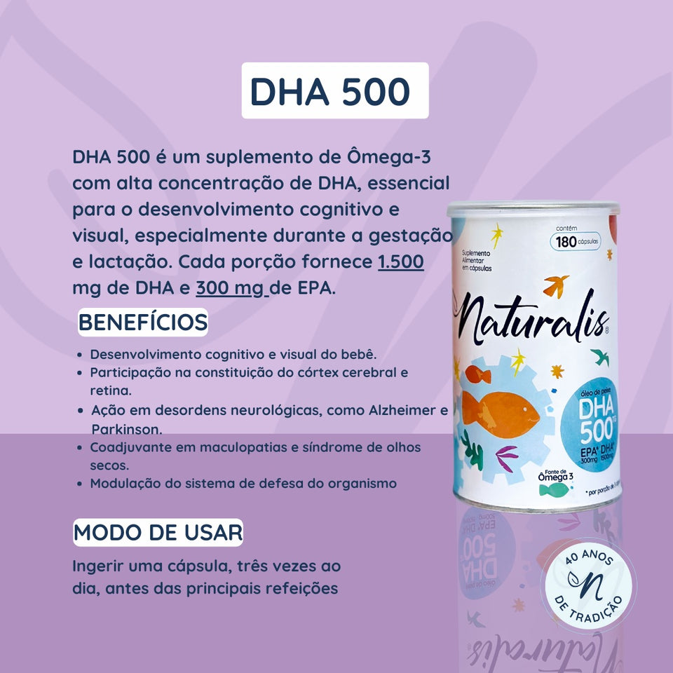 Ômega 3 DHA 500 - 180 Cápsulas Naturalis