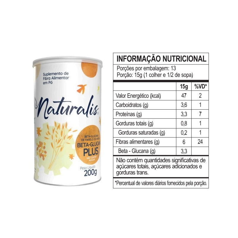 Farelo de Aveia Beta Glucan Plus 200g Naturalis