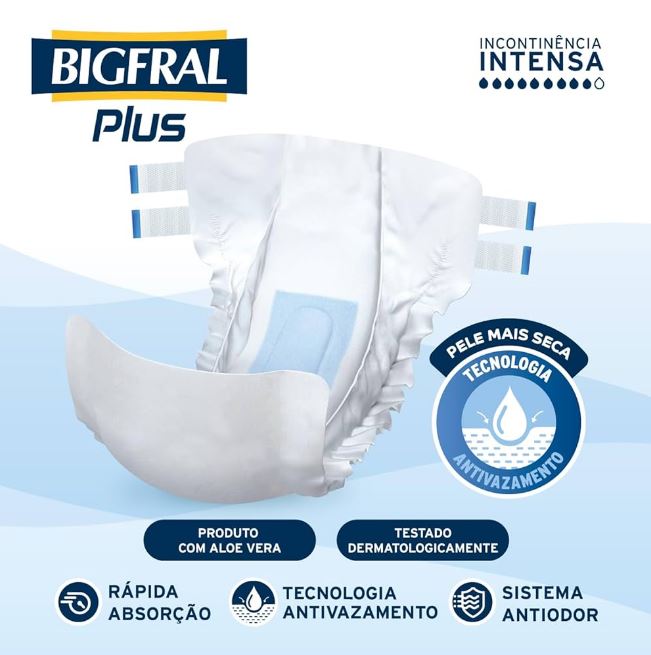 Fralda Geriátrica Bigfral Regular Plus Tam. G c/7 un.